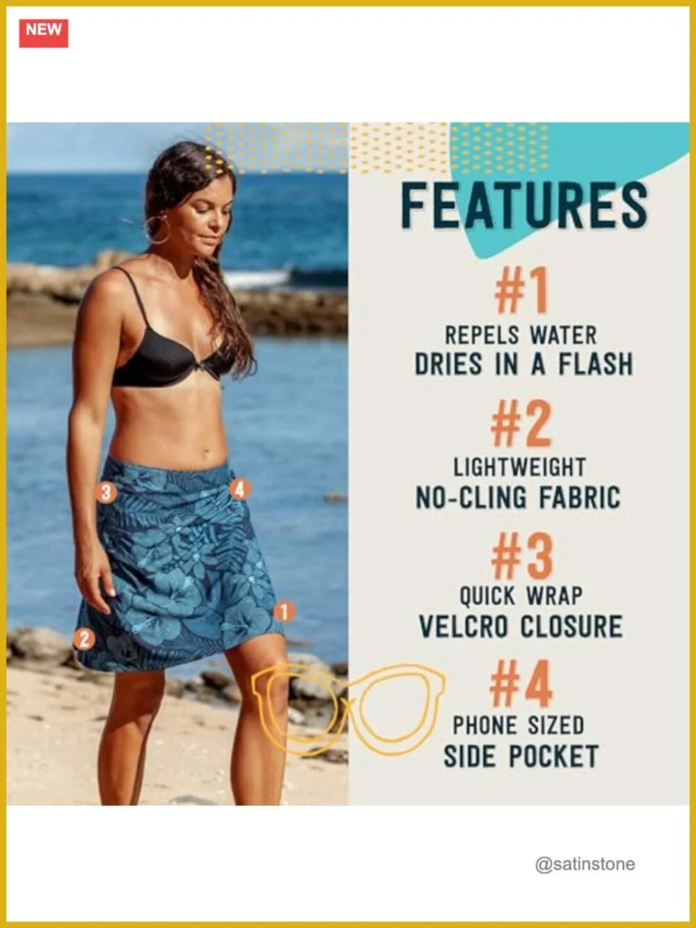 Quick-Dry Wrap Skirt with Pockets, Swim Cover-Up, Travel Skirt